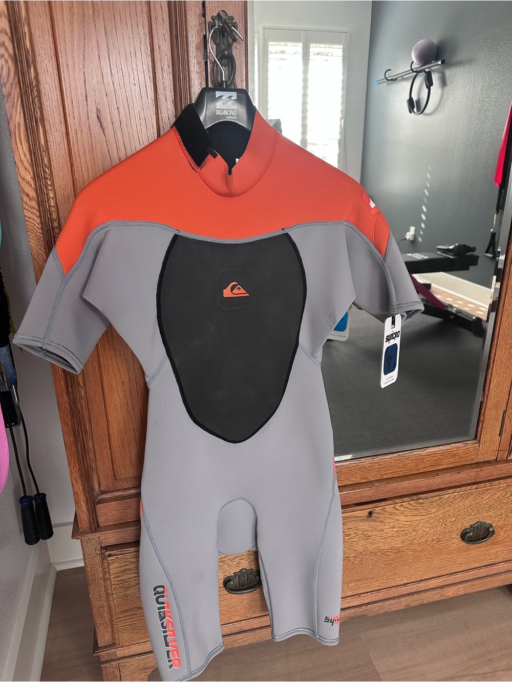 Quiksilver Short Sleeve Swim Rashguard - Orange & Gray